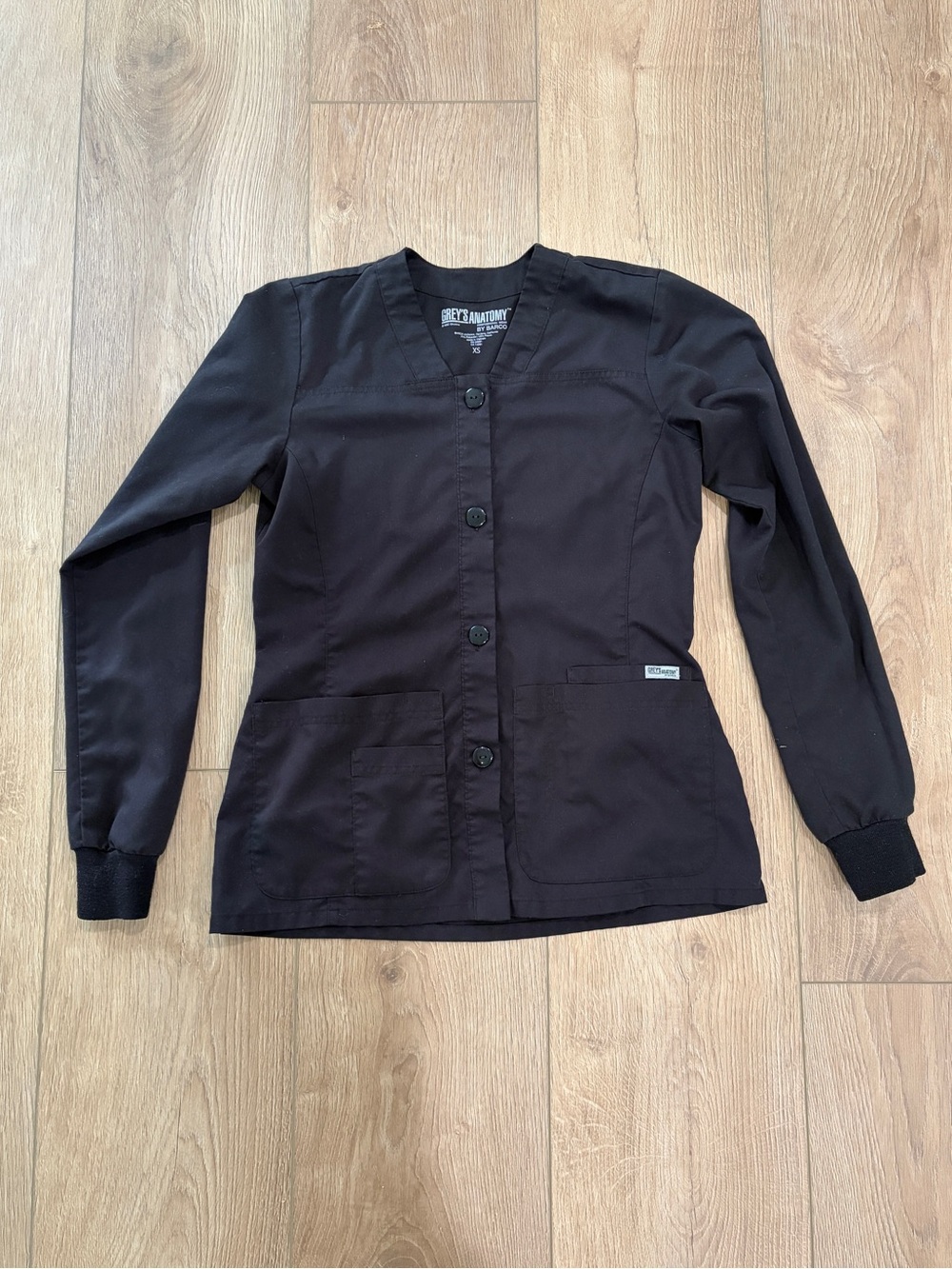 Grey's Anatomy Women's Black Button-Up Utility Scrub Jacket